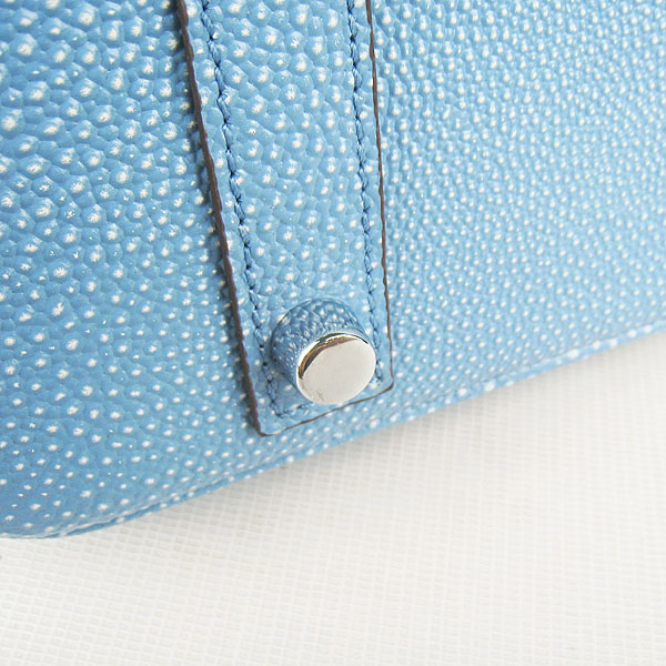 High Quality Fake Hermes Birkin 35CM Pearl Veins Leather Bag Light Blue 6089